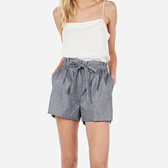 high rise tie shorts